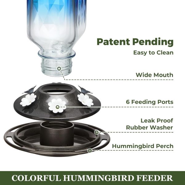 6 Feeding Ports Glass Outdoor Hummingbird Feeder details