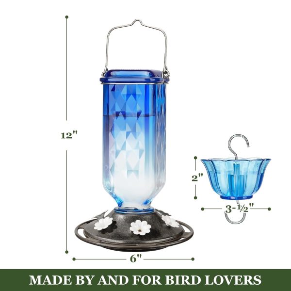 6 Feeding Ports Glass Outdoor Hummingbird Feeder dimensions