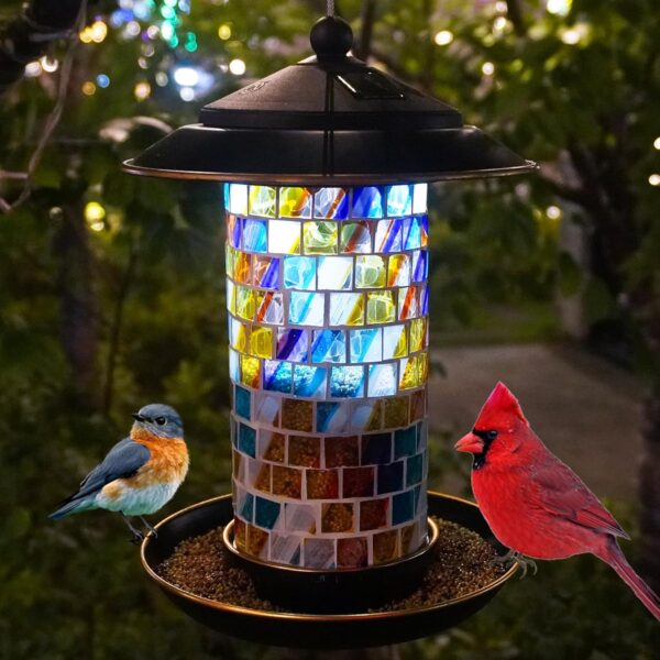 Bird Seed Feeder Mosaic Glass Design 1