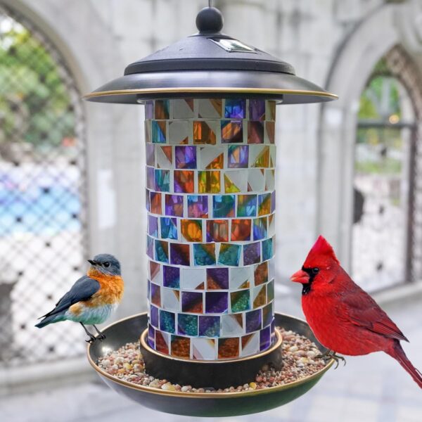 Bird Seed Feeder Mosaic Glass Design