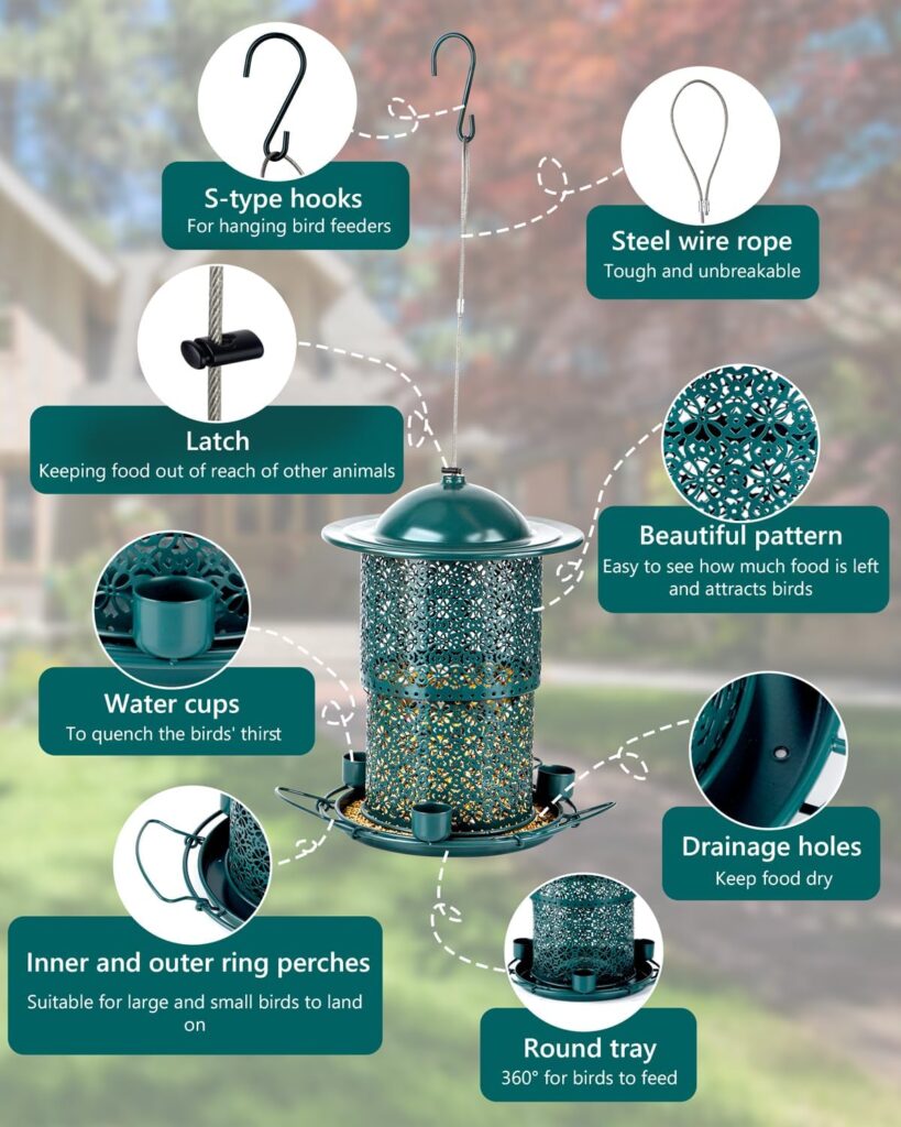 Captivating Large Bird Feeder Metal Design feature