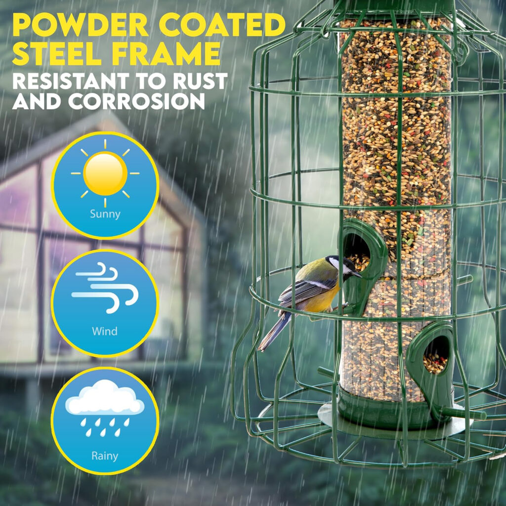 Compact Small Bird Feeder Squirrel Proof Design poweder coat