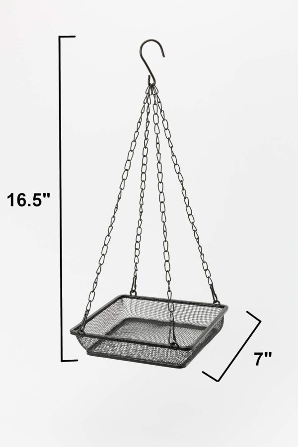 Durable Hanging Bird Feeder Seed Tray Metal Mesh Platform 2