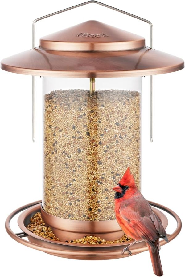 Durable Metal Bird Feeder for Outside Brushed Copper