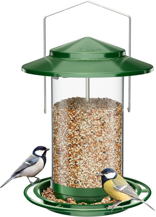 Durable Metal Bird Feeder for Outside Green