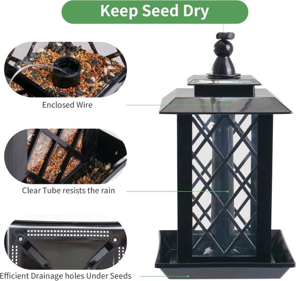 Elegant Seed Feeder Lantern Outdoor Ready Design keep seed dry