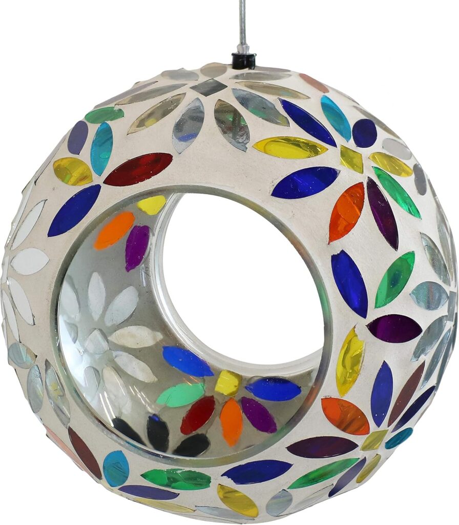 Graceful Mosaic Bird Feeder Glass Hanging Design 3