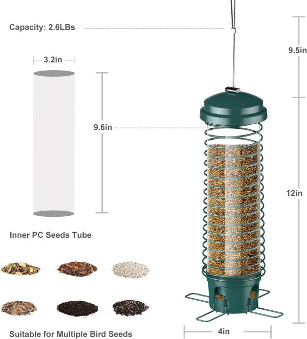 Hanging Outdoor Bird Feeder, Squirrel Proof Feeder for Bluebirds 6