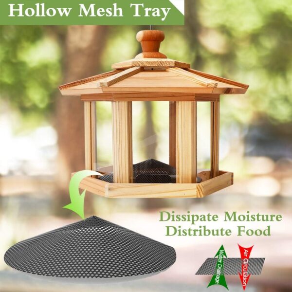 Hexagon Gazebo Bird Feeder for Backyard Birds mesh tray]