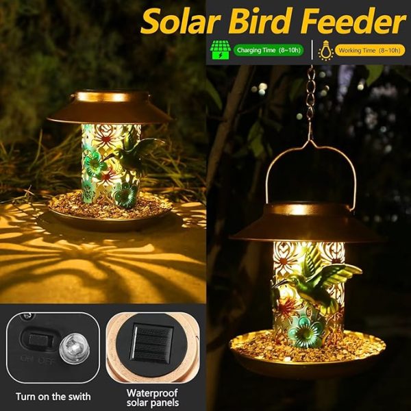 Solar Bird Feeders for Outdoor Gardens with LED Lights 1