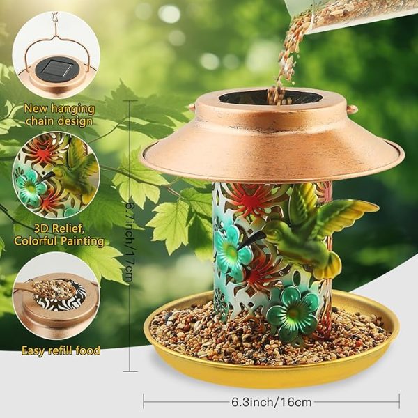 Solar Bird Feeders for Outdoor Gardens with LED Lights 2