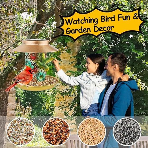 Solar Bird Feeders for Outdoor Gardens with LED Lights 4