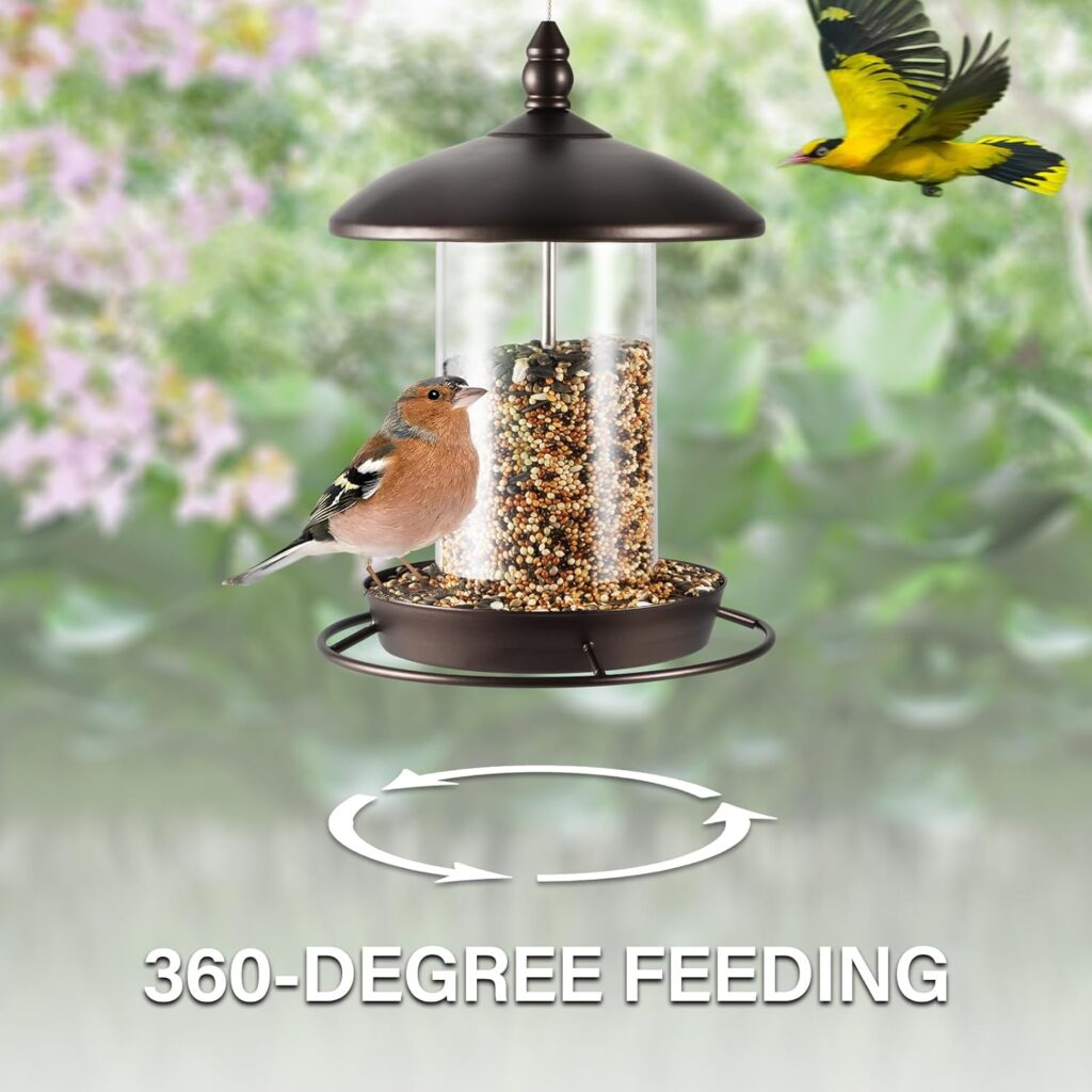 Stunning Metal Hanging Bird Feeder Outdoor Accent 360 degree
