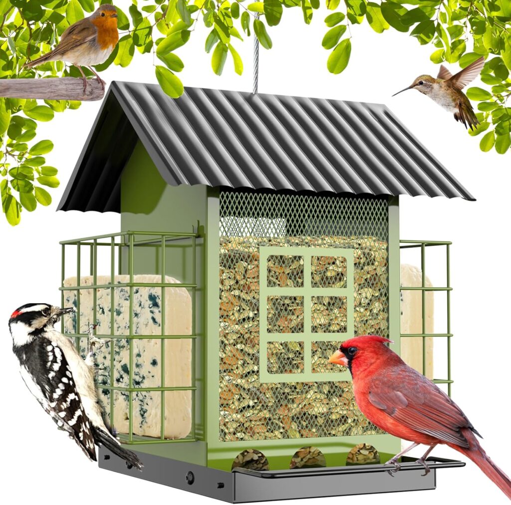 Sturdy Metal Bird Feeder Large Capacity Design