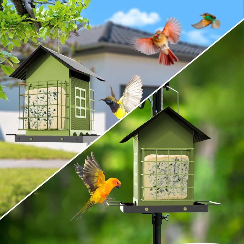 Sturdy Metal Bird Feeder Large Capacity Design outdoor