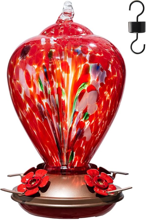 Vibrant Glass Hummingbird Feeder for Outdoor