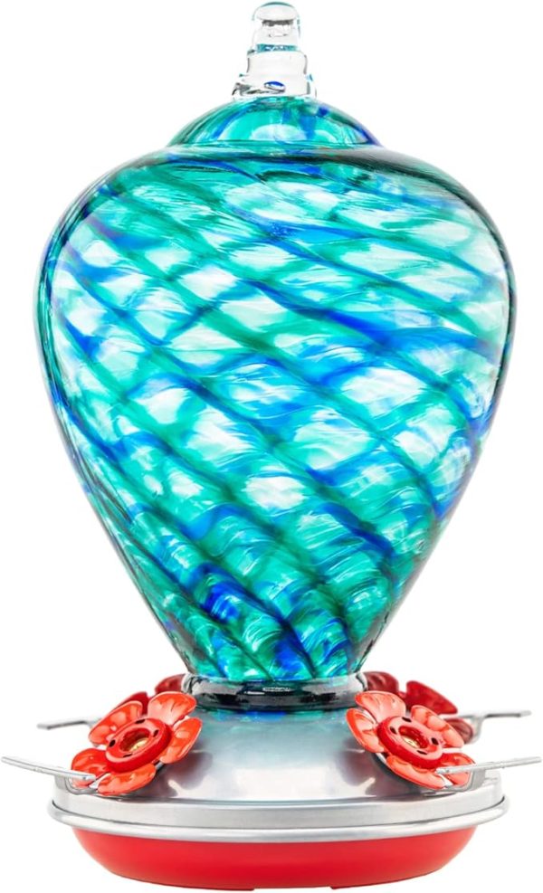 Vibrant Glass Hummingbird Feeder for Outdoor Blue Mermaid