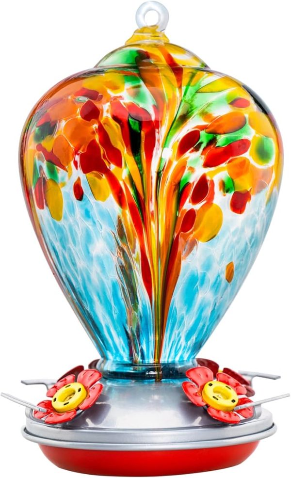 Vibrant Glass Hummingbird Feeder for Outdoor Holiday Balloon