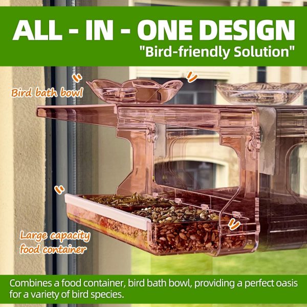 Window Bird Feeder with Clear Viewing Design 3 in 1