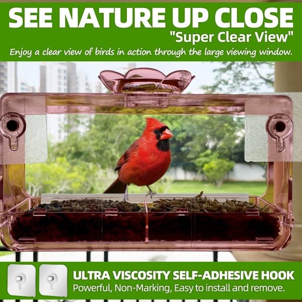 Window Bird Feeder with Clear Viewing Design clear view