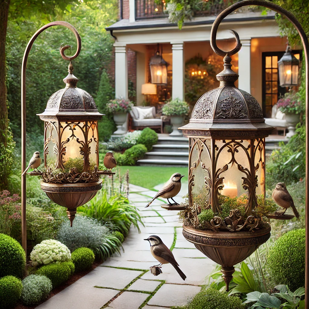 Yard With A Grand Entrance With Hanging Lantern Feeders - 06